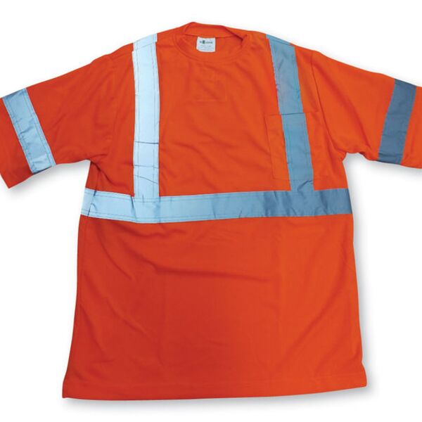 100% Soft Polyester Orange Traffic Safety Short Sleeve T-Shirt Thumbnail